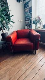 Natuzzi bankstel in soepel rood leder - Corbusier stijl, Ophalen, Gebruikt, Corbusier, Rechte bank