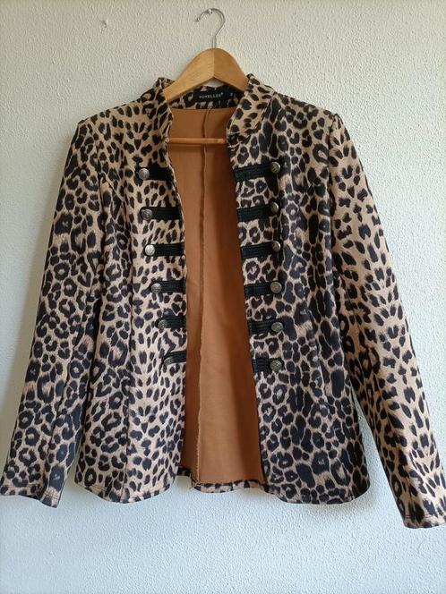 Panterprint jasje met knoop details M, Kleding | Dames, Jasjes, Kostuums en Pakken, Gedragen, Jasje, Maat 38/40 (M), Bruin, Ophalen