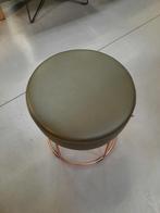 Ronde poef hocker CODY Jess Design koper leer olijfgroen, Minder dan 50 cm, Rond, Minder dan 50 cm, Ophalen of Verzenden