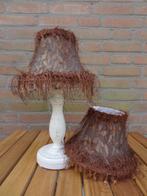 Bruine lampenkappen met franje en kraaltjes, Bruin, Rond, Ophalen of Verzenden, Zo goed als nieuw
