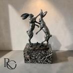 Ludwig Nick Bronzen Beeld Hazen – Frans Atelierbrons 24cm, Ophalen of Verzenden, Brons