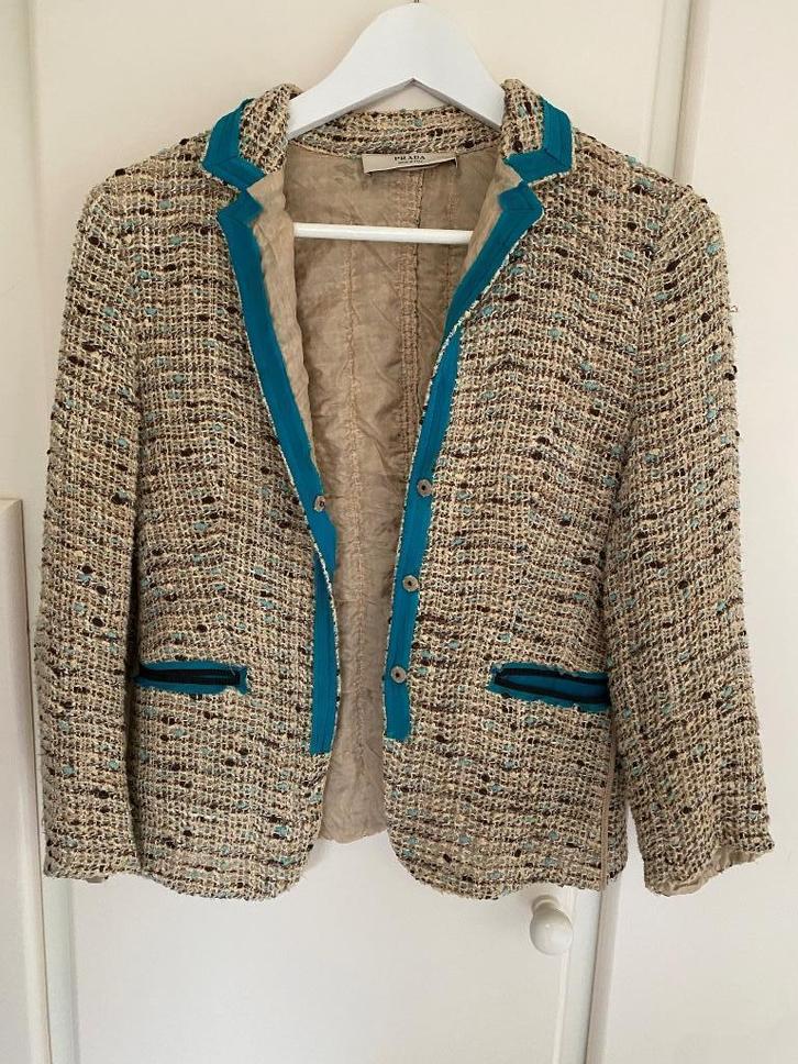 Prada Boucle Blazer / jasje S, Kleding | Dames, Jasjes, Kostuums en Pakken, Zo goed als nieuw, Jasje, Maat 36 (S), Ophalen of Verzenden