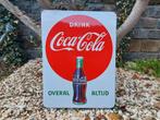 Emaille Reclamebord Bord Coca Cola Langcat, Verzamelen, Merken en Reclamevoorwerpen, Ophalen of Verzenden, Zo goed als nieuw, Reclamebord