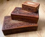 Houtsnijwerk kistjes - 3 formaten - Aziatisch - 1960's, Antiek en Kunst, Ophalen of Verzenden