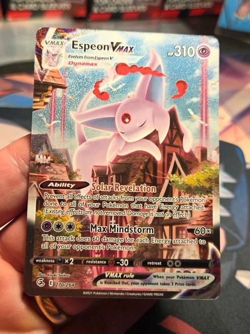 Espeon VMAX 270/264 Fusion Strike Alt Art - NM, Hobby en Vrije tijd, Verzamelkaartspellen | Pokémon, Zo goed als nieuw, Losse kaart
