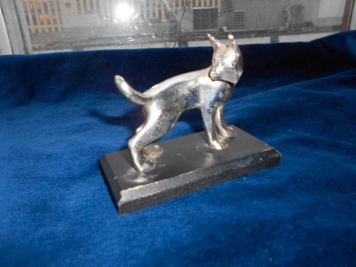 Verzilverde tinnen Lynx, WNF, slechts 6,50., Verzamelen, Beelden en Beeldjes, Nieuw, Dier, Ophalen of Verzenden
