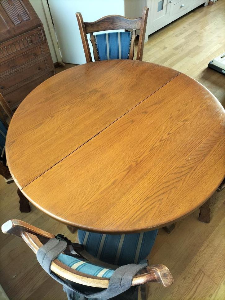 Eikenhouten Eet tafel met 4 stoelen, Huis en Inrichting, Tafels | Eettafels, Zo goed als nieuw, 100 tot 150 cm, 100 tot 150 cm