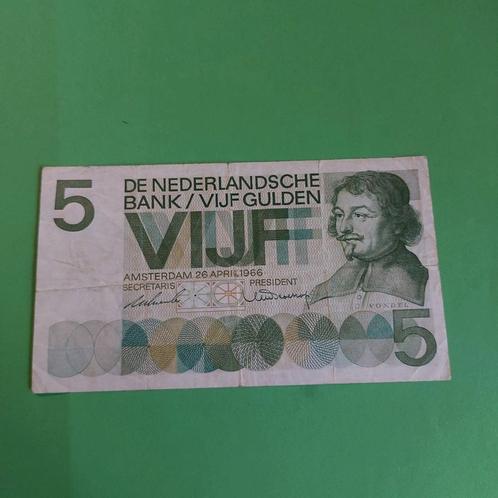 5 gulden vondel I uit 1966 In ZF, Postzegels en Munten, Bankbiljetten | Nederland, Los biljet, 5 gulden, Ophalen of Verzenden