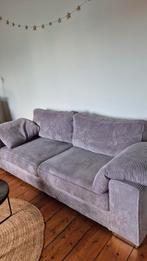 Mooie comfortabele grijze ribstof bank, Ophalen, Gebruikt, Driepersoons, 75 tot 100 cm