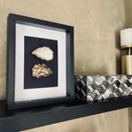 Oesterlijst met 2 gouden Oesters - Oesters in Lijst, Huis en Inrichting, Minder dan 50 cm, Nieuw, Ophalen of Verzenden, Minder dan 50 cm