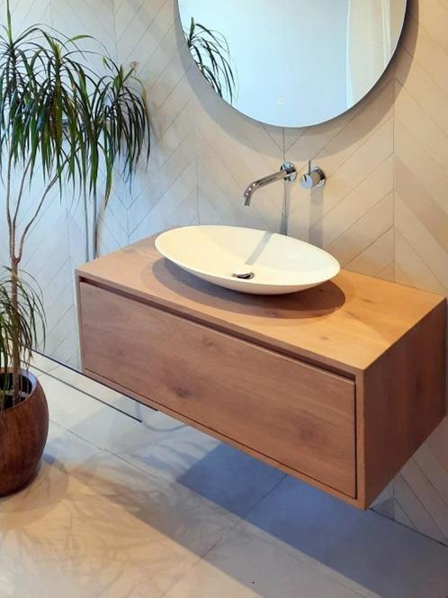 Eiken badkamermeubel Jorg 1 lade OP MAAT GEMAAKT, Huis en Inrichting, Badkamer | Badkamermeubels, Nieuw, Minder dan 100 cm, 25 tot 50 cm