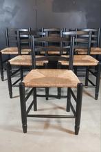 Set van 6 Georges Robert chairs jaren 60 REFURBISHED, Ophalen, Zo goed als nieuw, Zwart, Hout