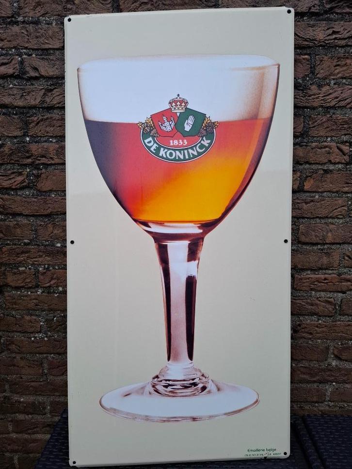 Groot Emaillebord brouwerij De Koninck (Emaillerie Belge), Verzamelen, Biermerken, Zo goed als nieuw, Reclamebord, Plaat of Schild