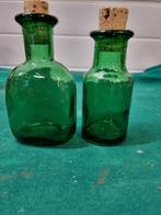 flesjes groen glas met kurk vintage, Ophalen of Verzenden