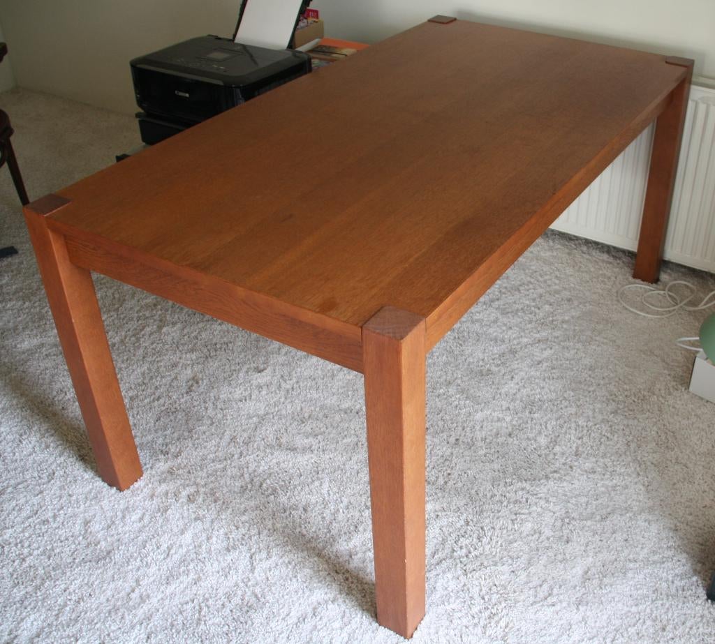 Houten eettafel / keukentafel (160 x 85 cm), Ophalen, Gebruikt, 50 tot 100 cm, Vijf personen of meer