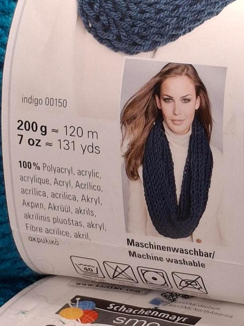 Schachenmayr Bravo Big Indigo - 2 Bollen Breigaren, Hobby en Vrije tijd, Breien en Haken, Nieuw, Breien of Haken, Wol of Garen