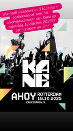 Parkeerkaart Kane in Ahoy op zaterdag 18-10-2025, Tickets en Kaartjes, Eén persoon, Oktober