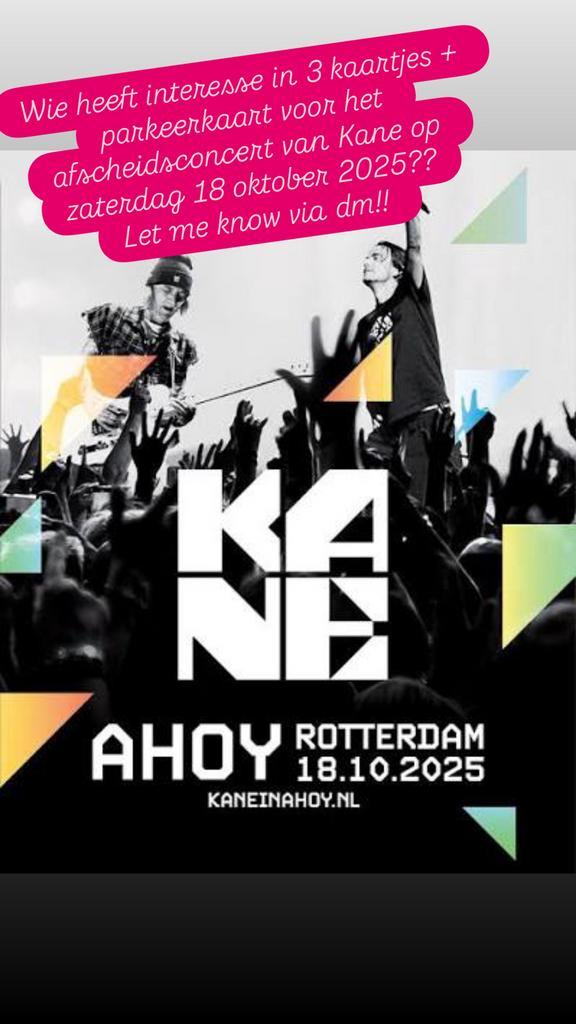 Parkeerkaart Kane in Ahoy op zaterdag 18-10-2025, Tickets en Kaartjes, Concerten | Pop, Eén persoon, Oktober