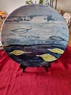 Handgeschilderde schaal en gebaksbordjes - Anna Verrijt, Ophalen of Verzenden, Rond