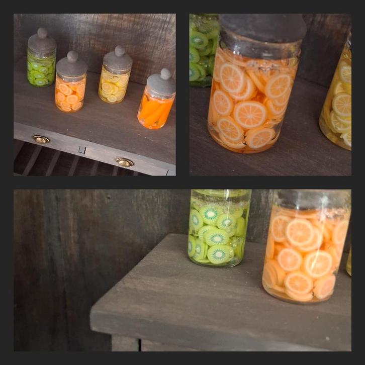 Sober glazen potten fruit concerven miniatuur poppenhuis ️❤️, Verzamelen, Poppenhuizen en Toebehoren, Nieuw, Poppenhuis, Ophalen