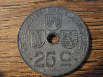 Oorlogsgeld WW2 bezet Belgie 25 Centimes 1944 (NL-F) #319 beschikbaar voor biedingen