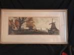 Alfred Neste Ets - Klassiek Landschap met Windmolens, Ophalen of Verzenden