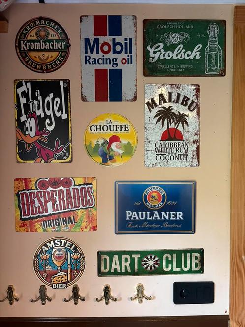 10 diverse metalen reclame bordjes Mancave Bar Café Bier, Verzamelen, Merken en Reclamevoorwerpen, Zo goed als nieuw, Reclamebord