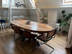 Ovale eikenhouten tafel met kruispoot, Huis en Inrichting, Tafels | Eettafels, Ophalen, Gebruikt, 100 tot 150 cm, Eikenhout