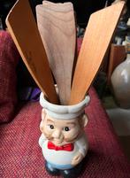 Retro/Vintage Beeld Kok met 5 Houten Lepels, Verzamelen, Ophalen of Verzenden, Huis en Inrichting