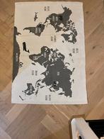 Wereldkaart Vloerkleed Katoen Zwart Wit Grijs, 100 tot 150 cm, Wit, Nieuw, Ophalen of Verzenden