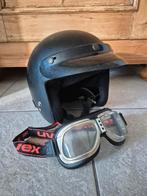 Vintage matzwarte brommerhelm met UVEX bril, Ophalen of Verzenden, Gebruikt