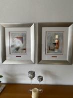 Schilderijen 2 st. abstract, aluminium lijsten 50x60,, Ophalen