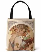 Alphonse Mucha 'Fruit' Kunst Canvas Tas Shopper, Sieraden, Tassen en Uiterlijk, Nieuw, Verzenden