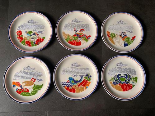 6 borden ‘La Saladerie’ - GIEN, Antiek en Kunst, Antiek | Servies los, Ophalen of Verzenden