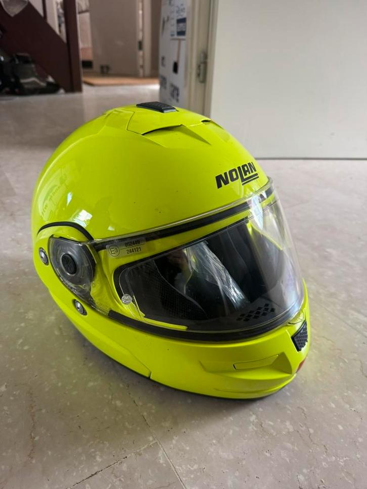 Motorhelm Nolan N90-2 Systeemhelm – Fluorgeel (maat XS), Motoren, Kleding | Motorhelmen, Systeemhelm, XS, Nolan, Tweedehands, Ophalen of Verzenden