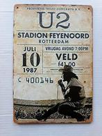 U2 Concert Wandbord - Stadion Feyenoord 1987  30 bij 20, Ophalen of Verzenden
