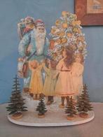 kerst plaat / tafereel met kerstman en kinderen in sneeuw, Ophalen of Verzenden