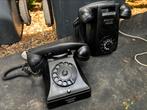 Oude telefoons ptt telefoon bakeliet zwart, Ophalen, Gebruikt, Met draaischijf