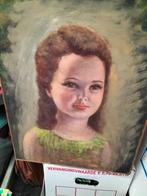 Schilderij meisjes portret paneel jaren 60, Antiek en Kunst, Kunst | Schilderijen | Klassiek, Ophalen of Verzenden
