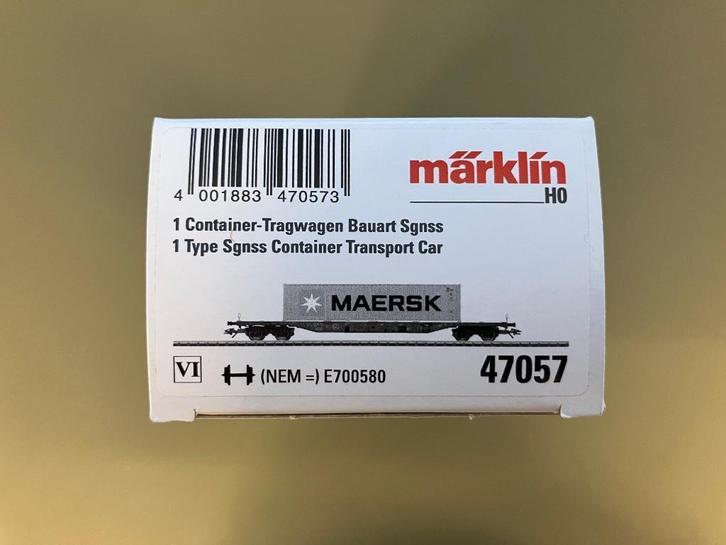 Märklin H0 / 47057 Containerwagen ‘Maersk’ Sgnss, Touax, Hobby en Vrije tijd, Modeltreinen | H0, Zo goed als nieuw, Wagon, Wisselstroom