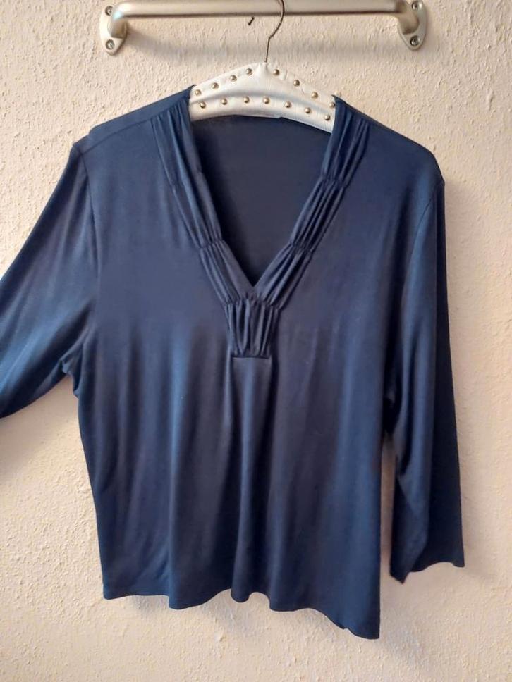 Donkerblauw shirt David Nieper maat 48, Kleding | Dames, Tops, Gedragen, Maat 46/48 (XL) of groter, Blauw, Korte mouw, Ophalen of Verzenden