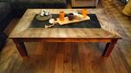 brocante salontafel 140x80 cm natuursteen - hardhout, Ophalen, Gebruikt, 100 tot 150 cm, 50 tot 100 cm