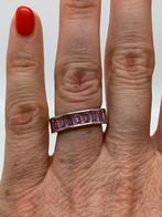 K756 Prachtige zilveren ring roze stenen maat 17, Sieraden, Tassen en Uiterlijk, Ringen, 17 tot 18, Ophalen of Verzenden, Dame