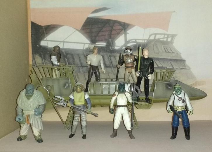Tatooine Skiff diorama met figuren, Verzamelen, Star Wars, Zo goed als nieuw, Actiefiguurtje, Ophalen