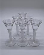 c1750: Set 6 Gegraveerd Air Twist Wijnglazen, Ophalen of Verzenden