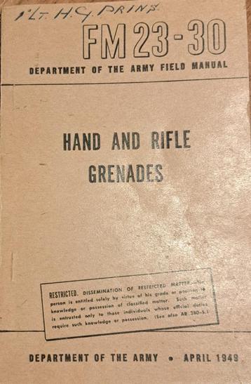 Hand and rifle Grenades Army Field Manual 1949 beschikbaar voor biedingen