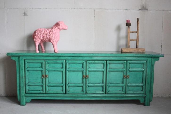 Oosterse Gekleurde Kast Uniek Meubel Kleurrijk Dressoir Hout, Huis en Inrichting, Kasten | Televisiemeubels, Nieuw, Minder dan 100 cm