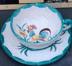 Soepkom en schotel. Italy. Handpainted. Majolica., Huis en Inrichting, Ophalen, Zo goed als nieuw, Overige stijlen, Kop(pen) en/of Schotel(s)