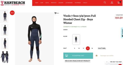 Vissla Winter wetsuit / 14 years / 5 mm thick, Watersport en Boten, Watersportkleding, Zo goed als nieuw, Wetsuit, Kind, Ophalen