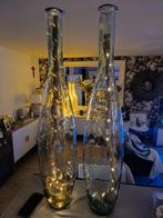 Set van 2 grote glazen vazen - 1 meter hoog, Ophalen, Overige kleuren, 75 cm of meer, Glas